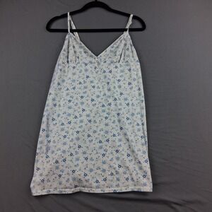 Simple Pleasures Vintage Blue Floral Cotton Blend Nightgown Chemise Large R00640